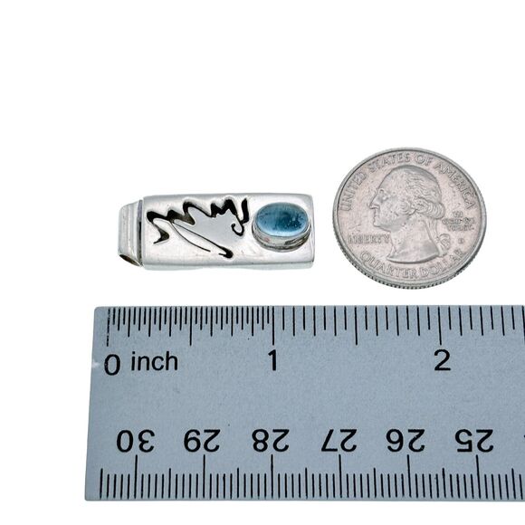 Vintage WL SS Gallery Sterling Silver 925 Abstract Cut Out Blue Glass Pendant - Picture 5 of 6